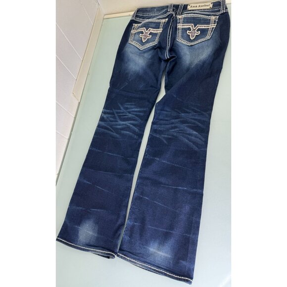 Rock Revival Jacklyn Boot Jeans Women's 32 Embellished Pockets Thick Stitch Y2K - Picture 1 of 12